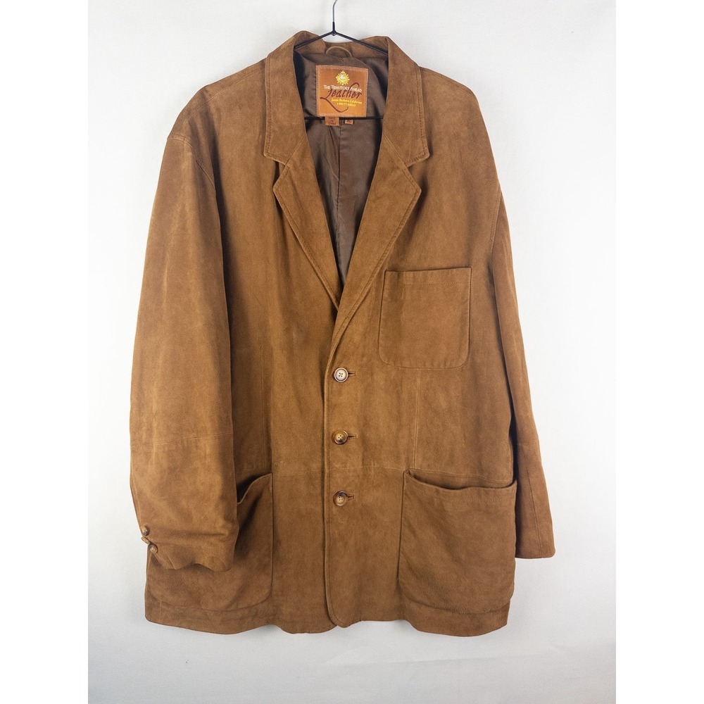 The Territory Ahead Mens XL Tan Suede Leather Blazer Sport Coat Jacket Chore